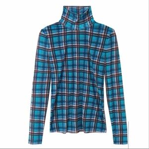 Rebecca Taylor La Vie Plaid Mesh Long Sleeve top Size Large